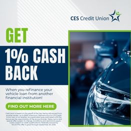 Get 1% Cash Back when you refinance your vehicle loan from another financial institution!
Find Out More Here