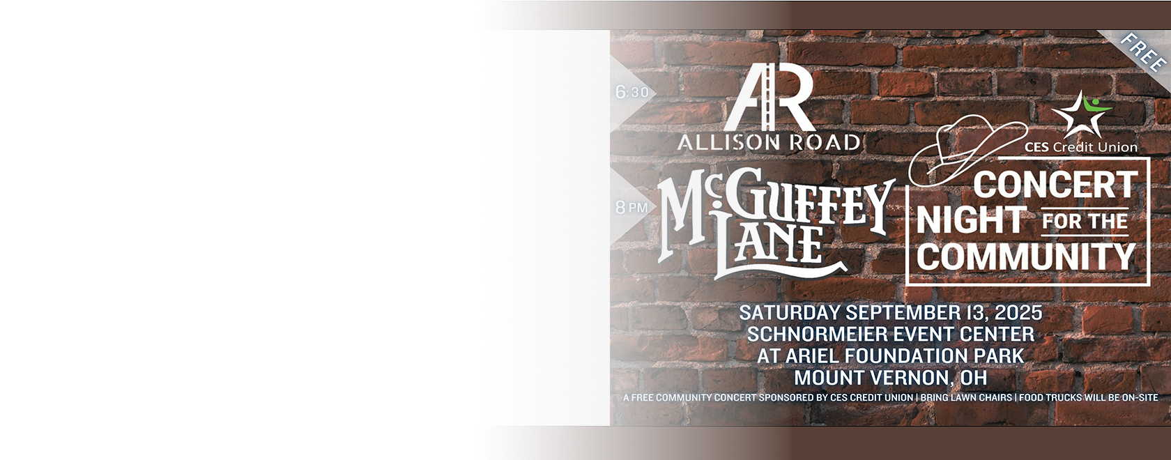 CES Credit Union's concert September 13 with Allison Road and McGuffey Lane at Ariel Foundation Park, Mount Vernon Ohio